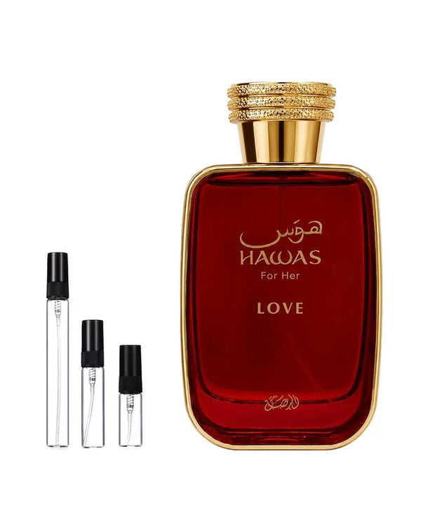Rasasi Hawas Love For Her sample – decant in a glass spray vial (2, 5 or 10 ml)