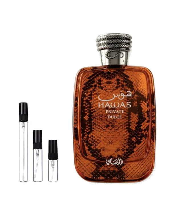 Rasasi Hawas Private Dulce sample – decant in a glass spray vial (2, 5 or 10 ml)
