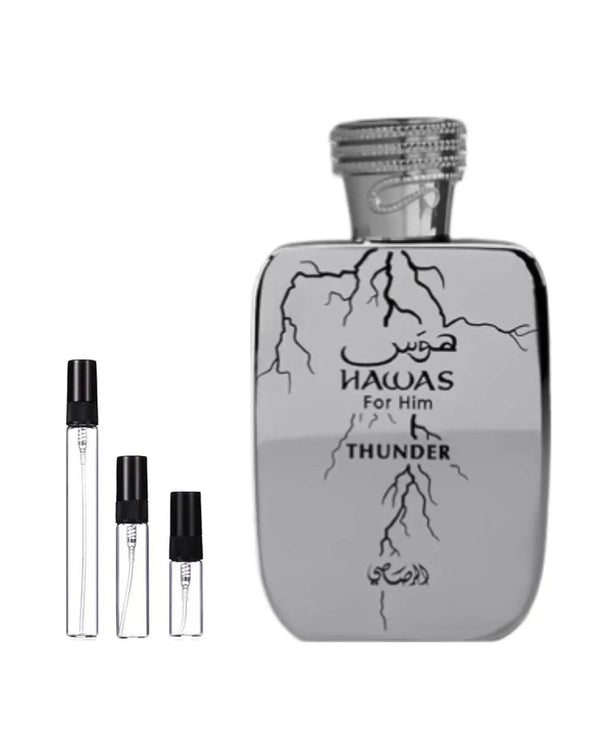 Rasasi Hawas Thunder sample – decant in a glass spray vial (2, 5 or 10 ml)