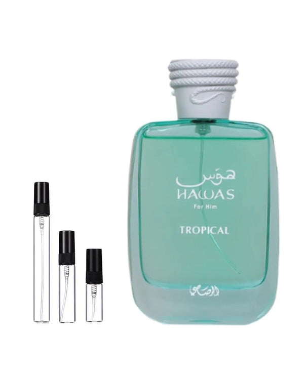 Rasasi Hawas Tropical sample – decant in a glass spray vial (2, 5 or 10 ml)