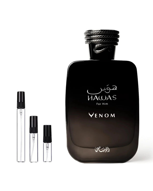 Rasasi Hawas Venom sample – decant in a glass spray vial (2, 5 or 10 ml)