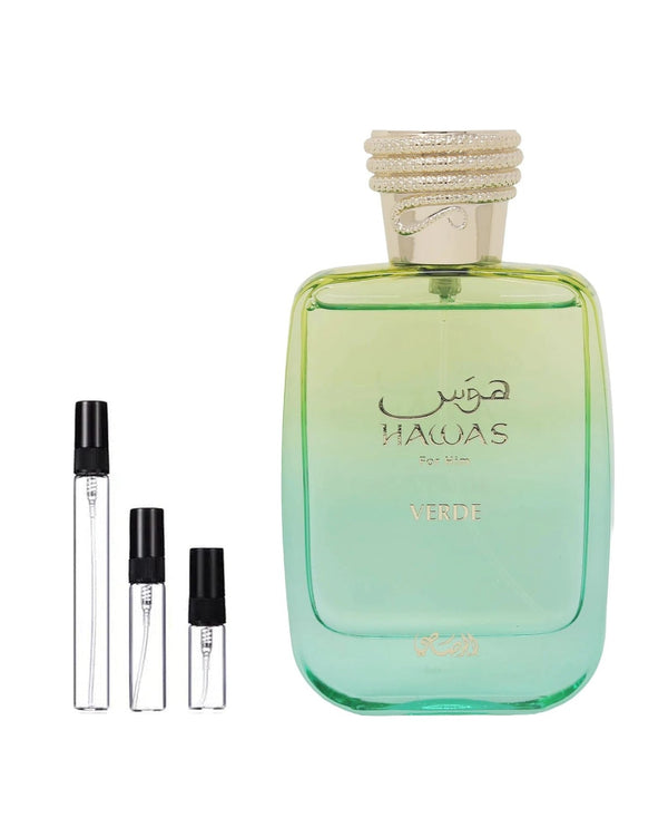 Rasasi Hawas Verde sample – decant in a glass spray vial (2, 5 or 10 ml)