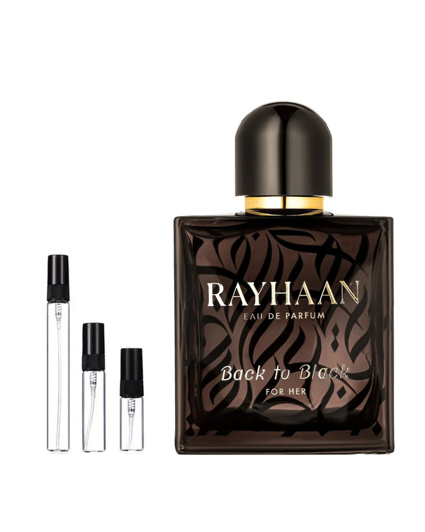 Rayhaan Back to Black sample – decant in a glass spray vial (2, 5 or 10 ml)