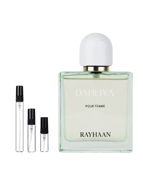 Rayhaan Dahliya sample – decant in a glass spray vial (2, 5 or 10 ml)