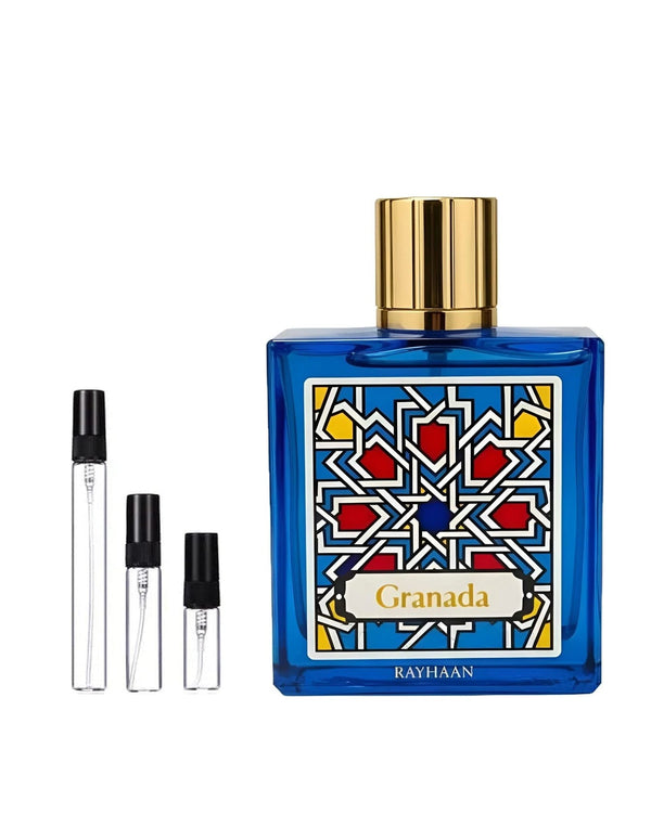 Rayhaan Granada sample – decant in a glass spray vial (2, 5 or 10 ml)