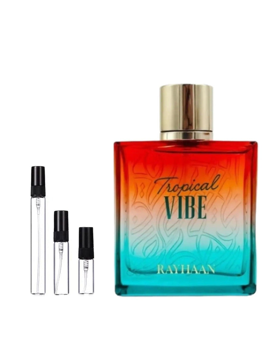 Rayhaan Tropical Vibe sample – decant in a glass spray vial (2, 5 or 10 ml)
