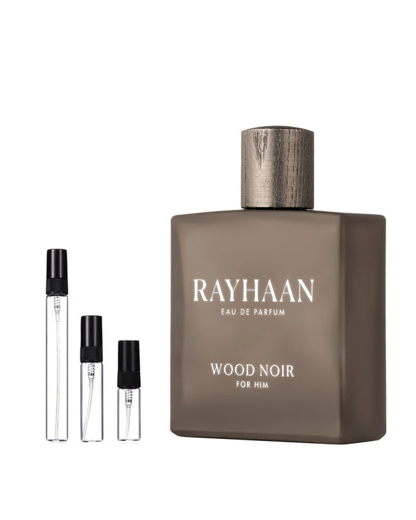 Rayhaan Wood Noir sample – decant in a glass spray vial (2, 5 or 10 ml)