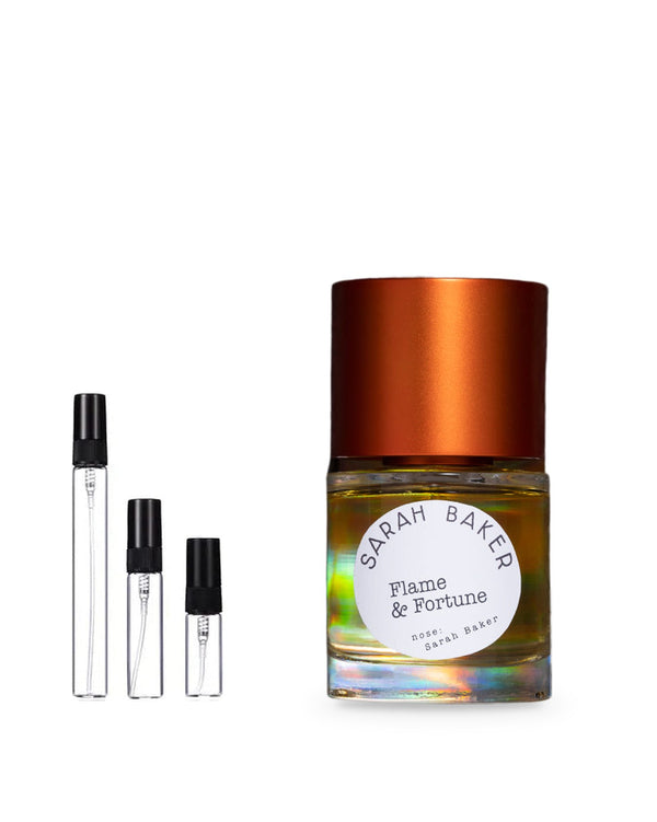Sarah Baker Flame & Fortune sample – decant in a glass spray vial (2, 5 or 10 ml)