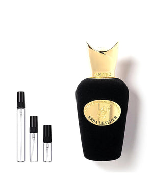 Sospiro Erba Leather Eau de Parfum Sample – 2, 5 or 10 ml decant in a glass spray vial