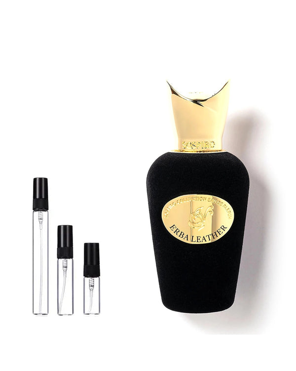 Sospiro Erba Leather Eau de Parfum Sample – 2, 5 or 10 ml decant in a glass spray vial
