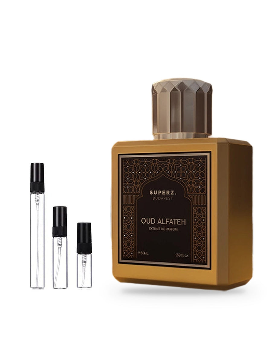 Superz. Oud Alfateh sample – decant in a glass spray vial (2, 5 or 10 ml)