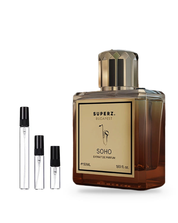 Superz. Soho sample – decant in a glass spray vial (2, 5 or 10 ml)