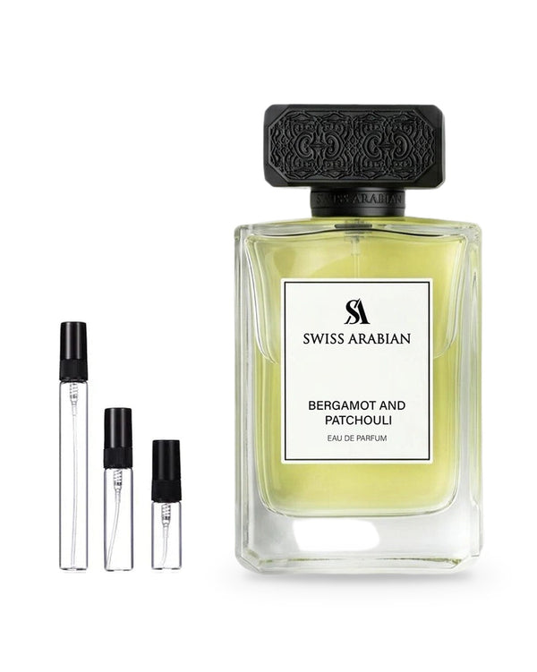 Swiss Arabian Bergamot and Patchouli sample – decant in a glass spray vial (2, 5 or 10 ml)