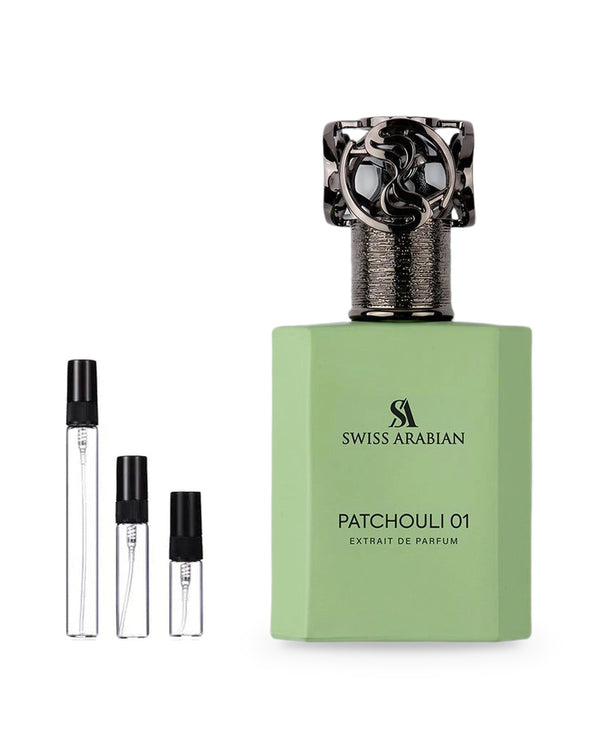 Swiss Arabian Patchouli 01 sample – decant in a glass spray vial (2, 5 or 10 ml)