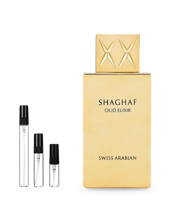 Swiss Arabian Shaghaf Oud Elixir sample – decant in a glass spray vial (2, 5 or 10 ml)