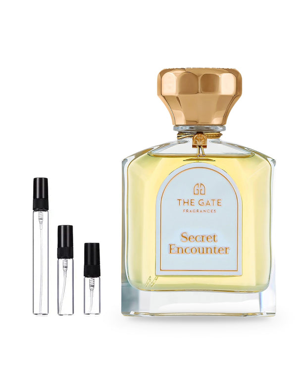The Gate Fragrances Paris Secret Encounter sample – decant in a glass spray vial (2, 5 or 10 ml)